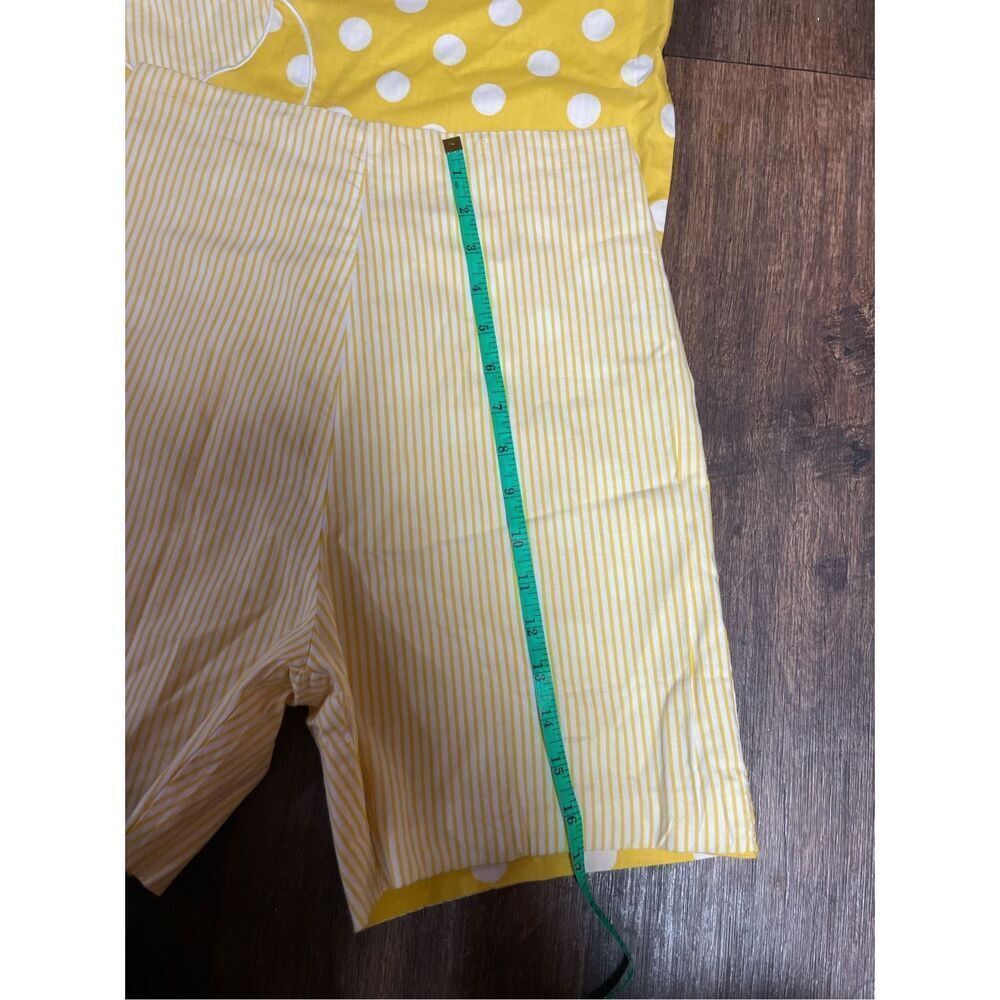 Vintage 60s Bright Yellow Polka Dot & Stripes Reversible Tunic Top & Shorts Set - Picture 10 of 14